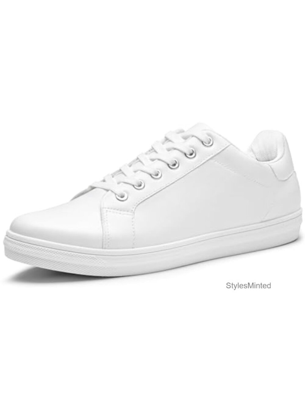 Mens Memory Foam Sneakers Lightweight Breathable Lace Up PU Leather Casual